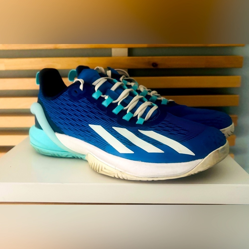 adidas Adizero Cybersonic Sneakers Shoes in White/Flash Aqua-Blue Size 6.5